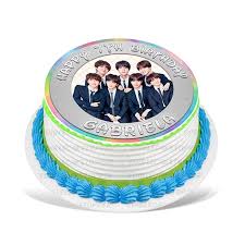 A cake with candles is brought out and the birthday person makes a wish before blowing out the candles. Bangtan Boys Bts Edible Cake Image Topper Personalized Birthday Party 8 Inches Round Walmart Com Walmart Com