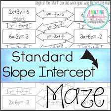 Standard form to slope intercept form. Converting Standard Form To Slope Intercept Form Worksheet Maze Activity