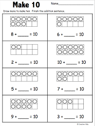 These free worksheets focus on basic addition skills. Let S Make 10 Free Kindergarten Worksheet Made By Teachers Math Addition Worksheets Free Kindergarten Worksheets Kindergarten Worksheets