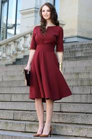 Plus Size Dress Cocktail Dress Womens Dress Red Dress Burgundy Dress Rust Women Dress Knee Length Short Sleeve Dress 1950 S Dress Dark Red Dresses Red Cocktail Dress Red Dress