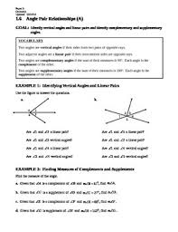 1 6 Angle Pair Relationships A By Sayre Learning Tpt