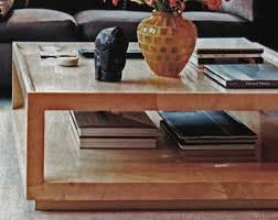 Mary Forssberg Custom Linen Coffee Table 48 X 48 X 18 Triangular Leg Tray On Top With Recessed Base Coffee Table In Lacquere Coffee Table Table Home Decor