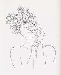 Flower Face In 2021 Flower Line Drawings Line Drawing Tattoos Line Art Flowers
