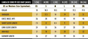 Size Charts Barong Warehouse