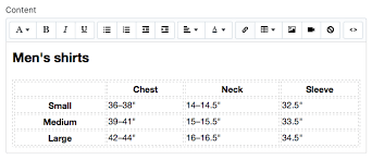 Add A Size Chart To Product Pages Shopify Help Center