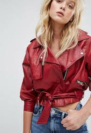 You Can Now Hit Up Bershka On Asos Leather Look Jackets Red Crop Jacket Cropped Jacket Outfit
