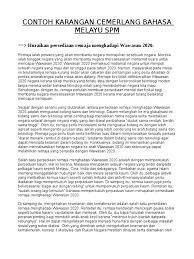 Soalan bahasa melayu spm 2013. Contoh Karangan Cemerlang Bahasa Melayu Spm 3