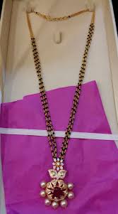 Black And Gold Jewelry Designer 15 Grams Hall Mark Short Length Gold Black Beeds Chain 14 July 2018 Black Beaded Jewelry Black Beads Mangalsutra Black Bead Necklace