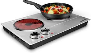 This uses 15 amps of electricity. Amazon Com Cusimax 1800w Ceramic Electric Hot Plate For Cooking Dual Control Infrared Cooktop Portable Countertop Burner Glass Plate Electric Cooktop Silver Stainless Steel Upgraded Version Kitchen Dining
