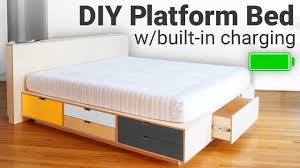 Diy Platform Bed With Lots Of Storage And Built In Charging Youtube A small door offers access to the storage area underneath without requiring the mattress to the lifted. diy platform bed with lots of storage and built in charging