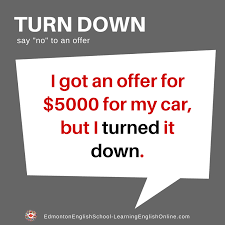 Phrasal Verbs Don T Translate What Is The Meaning Of Turn Down Learn New English Phrasal Verbs Learn English Learning English Online Conversational English