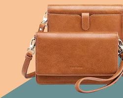 Image of convertible leather satchel that can be worn as a backpack or crossbody