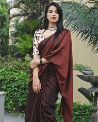 Black plain georgette saree ready to wear custom made velvet red blouse womens wedding party wear sari sarees. 11 Ways To Style A Plain Saree With Designer Blouse Meesho
