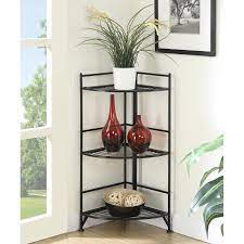 Square corner standard bookcase alera wayfair north america Convenience Concepts 3 Tier Corner Folding Metal Corner Shelf Black Walmart Com Walmart Com