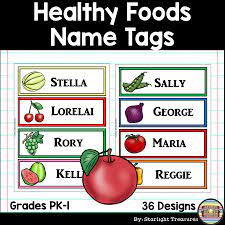 Healthy Foods Name Tags Editable Food Names Healthy Recipes Name Tags