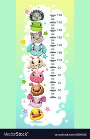 kids height chart template with funny cartoon