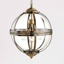 Braeden Glass Orb Antique Brass Pendant Light Lampsy