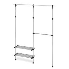Unit consists of two towers connected by two expandable hanging rods. Whitmor 2 Shelf 2 Rod Closet System Adjustable Steel Closet Organizer 10 X 50 45 X 61 Walmart Com Walmart Com