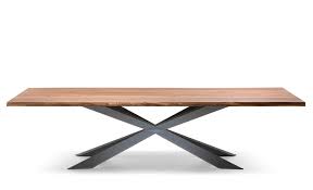 Jeor is a dining table with design metal legs with an original trestle shape. Dining Table With Irregular Solid Wood Edges By Cattelan Italia