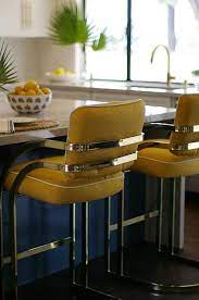 Adding a kitchen island or cart with stools to your home is also an easy way to make an extended eating area or a cocktail bar. Hollywood Regency Kitchen Island Chairs Grey Kitchen Island Counter Stools