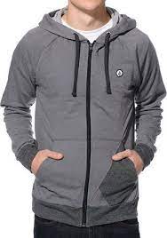 Volcom Stone Grey Black Zip Up Hoodie Zumiez Black Zip Ups Revival Clothing Hoodie Zumiez
