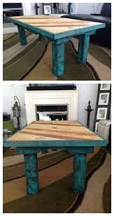 Teal Coffee Table Made From Reclaimed Pallets 1001 Pallets Teal Coffee Tables Coffee Table Pallet Dining Table