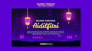 Hari raya aidilfitri is a holiday which is celebrated in indonesia, malaysia, singapore, philippines, and brunei, and celebrates the end of ramadan. Free Psd Hari Raya Aidilfitri Banner Template With Lanterns