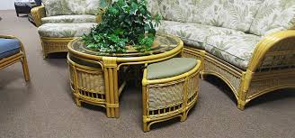 Coffee table with stools underneath. Classic Rattan Coffee Table Stools Dartmouth Casual Furniture