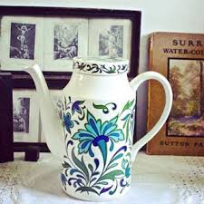Lovely Midwinter Tall Coffee Pot Spanish Garden Design By Jessie Tait In The Etsy Shop Now Unique Items Products Etsy Garden S