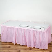 14ft Pink 10 Mil Thick Pleated Plastic Table Skirts Disposable Table Skirt Spill Proof In 2020 Plastic Tables Table Skirt Colorful Table