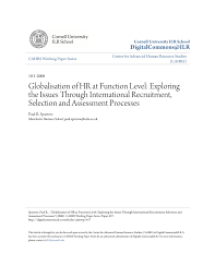 Pdf Globalisation Of Hr At Function Level Exploring The Issues Through International Recruitment Selection And Assessment Processes