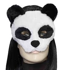 Details About Deluxe Fuzzy Panda Bear Eye Half Mask Zoo Animal Adult Costume Accessory