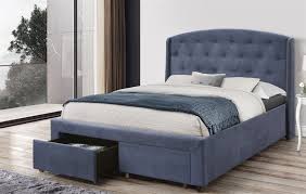 The exact measurements of individual items may be viewed in the size guide of each. Buy Queen Size Storage Bed Frame Upholtery Navy Blue Fabric With 2 Drawers Grays Australia