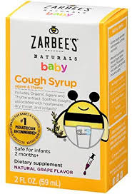 Zarbees Naturals Baby Cough Syrup With Agave Thyme Natural Grape Flavor 2 Ounce Bottle