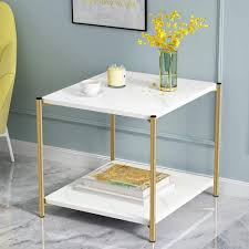 This is a great diy option for beginners who aren't yet comfortable with power tools and don't have a massive budget for supplies. Marble Look Coffee Table Simple End Table For Small Spaces Square Sofa Side Table White Nightstand For Living Room Gold Metal Frame 2 Tier Buy Online In Aruba At Aruba Desertcart Com Productid