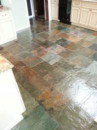 It's extremely attractive and very durable indeed. Our New Kitchen Floor Natural Slate With A Clear Coat On It Total Cost Was 255 00 Stone Flooring Natural Stone Flooring Flooring