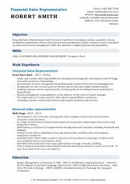 Learn about the key requirements, duties, responsibilities, and skills that should be in a sales representative job description. Financial Sales Representative Resume Samples Qwikresume