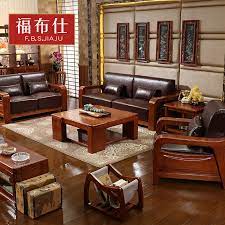 China wooden sofa set furniture, china wooden sofa set furniture manufacturers and suppliers on alibaba.com new french style picture fabric and wood sofa furniture antique classic sofa set foshan micaro furniture and decoration co., ltd. Buy Fu Bushi Oak Wood Sofa Furniture Sofa Combination Of First Layer Of Leather Sofa New Chinese Wooden Sofa In Cheap Price On Alibaba Com