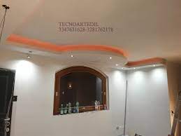 Veletta Tonda In Cartongesso Illuminazione Con Led Di Color Rosso Lavoro Realizzato A Milano Illuminazione Cartongesso Veletta