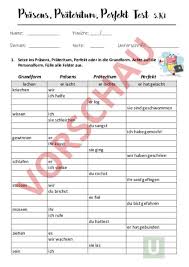 Präsens (gegenwart), präteritum (vergangenheit), perfekt, plusquamperfekt, futur i und ii (zukunft). Arbeitsblatt Prasens Prateritum Perfekt Test Deutsch Grammatik