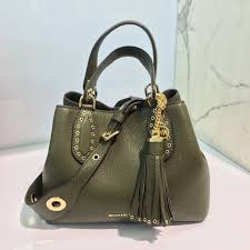 Michael Kors Brooklyn Small Leather Satchel Bag Olive Green Mrsp 358 Satchel Bags Black Handbag Small Large Leather Wallets