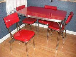 Find the highest quality retro dining table to complete the perfect retro kitchen for your home. Original 1950s Red Formica Chrome Dinette Set Table And Four Chairs For 350 Retro Kitchen Tables Retro Kitchen Chrome Kitchen Table