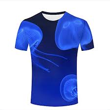 Xijia Maoyi Mens 3d Print Blue Ocean Jellyfish Short Sleeve Casual Graphics T Shirts B B07dwtw6w2
