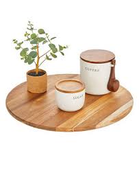 mDesign Acacia Wood Lazy Susan 18" Turntable Spinner, Pantry Organizing,  Natural