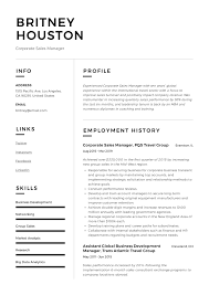 corporate sales manager resume
