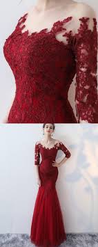 Off The Shoulder Burgundy Appliqued Mermaid Prom Dress With Half Length Sleeves Pm1336 Prom Dresses Long With Sleeves Prom Dresses With Sleeves Red Prom Dress