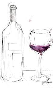 Wine Bottle Glass Art Drawing Via Etsy By Lyonroad Cpurples Wine Glass Drawing Wine Art Wine Glass Art