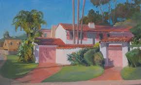 Painting of a spanish style home in Mission Hills, Ca. (a suburb of San  Diego) by Larry Groff.