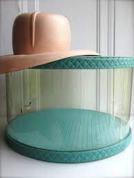 Large Round Hatbox Turquoise Vintage Hat Boxes Clear Plastic Etsy Vintage Accessories Bedroom Vintage Hat Boxes Hat Boxes