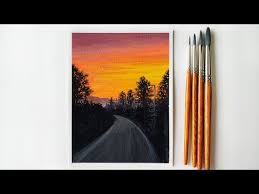 5 panel purple beach sea waves sunset canvas painting modern poster wall art. Sunset Scenery Painting With Poster Color Painting With Oil Paints